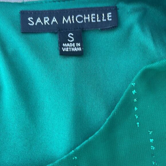 Sara Michelle emerald green ombre sequin glitter holiday blouse small (34/36) - Picture 3 of 8